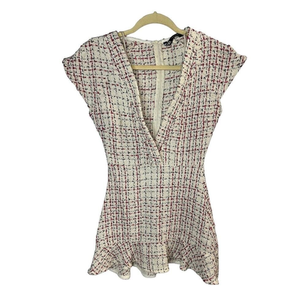 Zara Textured Weave Tweed Mini Dress sz Small - Picture 3 of 13